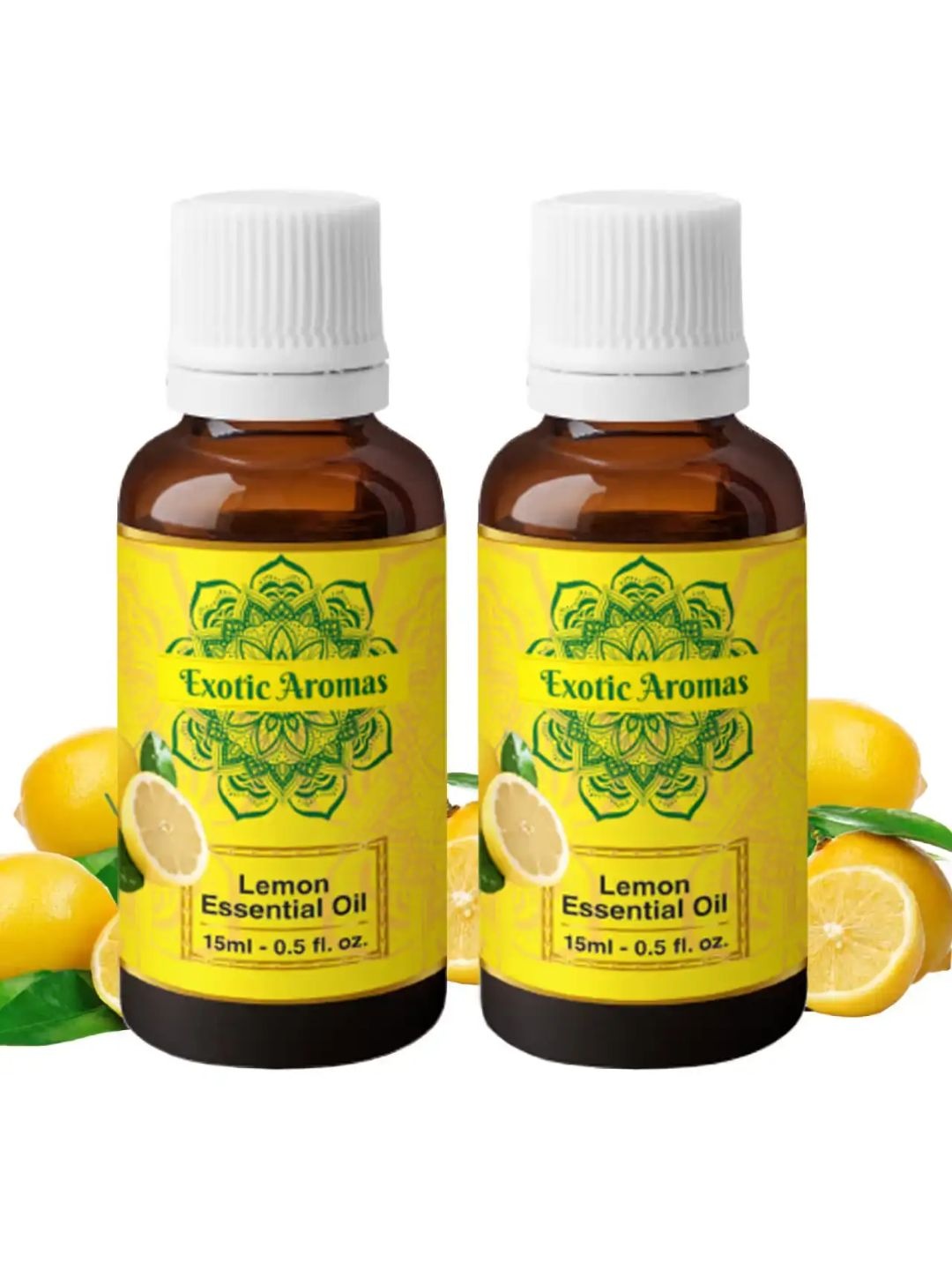 

EXOTIC AROMAS Set Of 2 Lemon Essential Oil For Skin & Hair - 15ml Each, Yellow