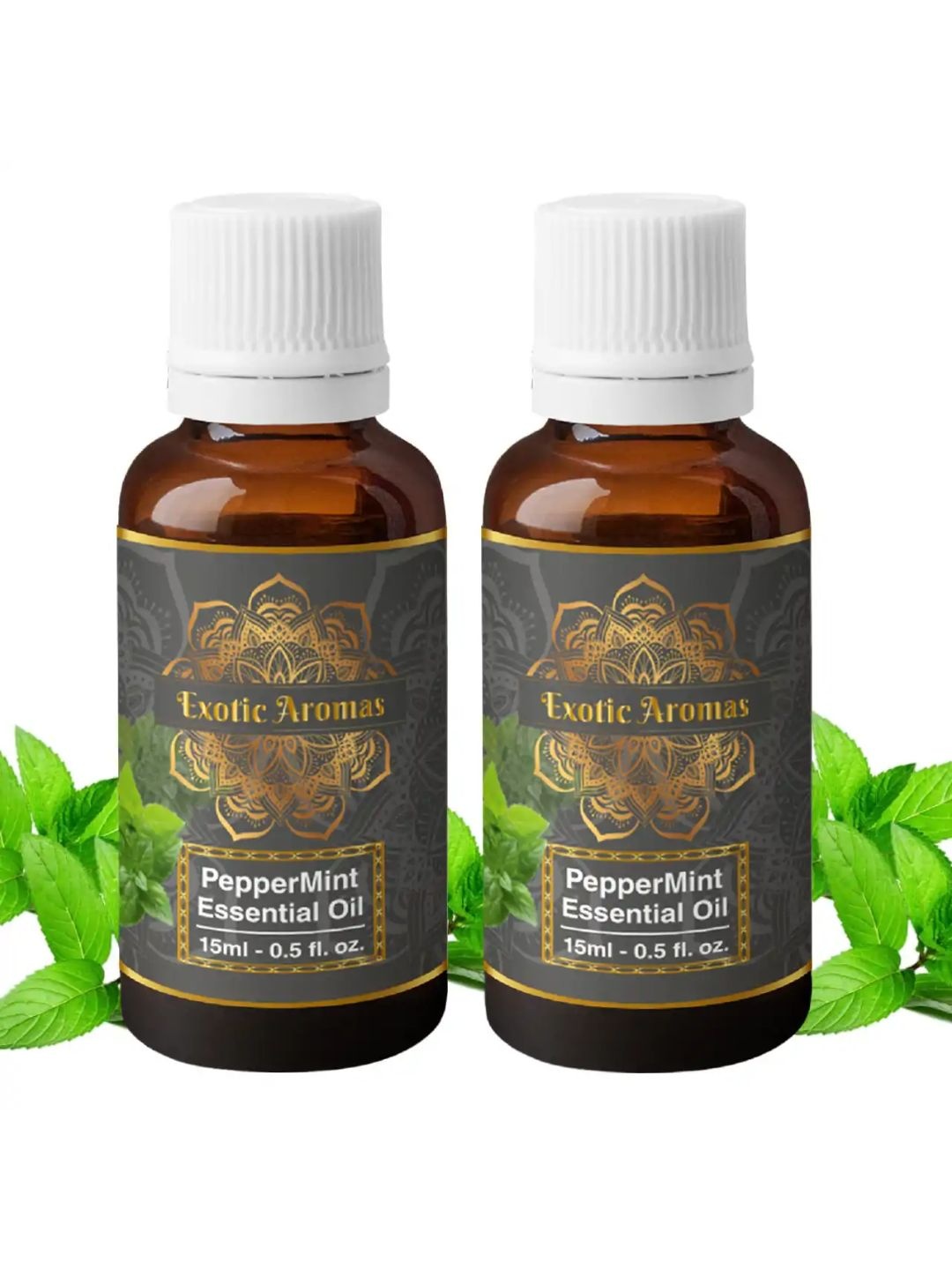 

EXOTIC AROMAS Set Of 2 Peppermint Essential Oil For Hair & Skin - 15ml Each, Grey