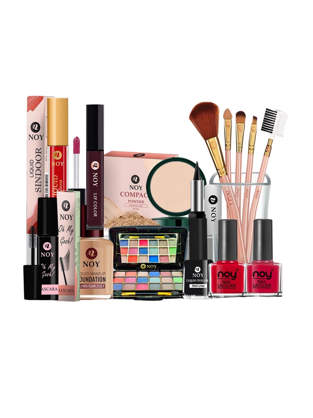 

NOY Set Of 15 Essence Makeup Combo - Weightless Beauty In Any Weather - 769, Red