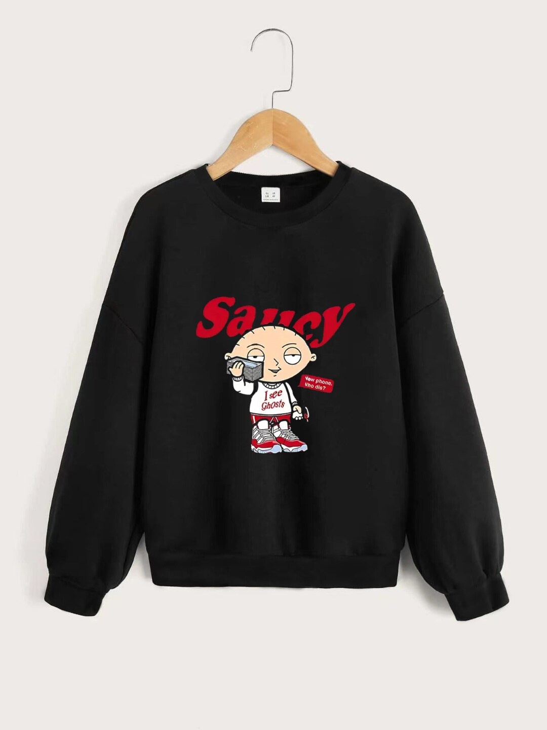 

StyleCast Boys Black Graphic Printed Pullover Sweatshirt