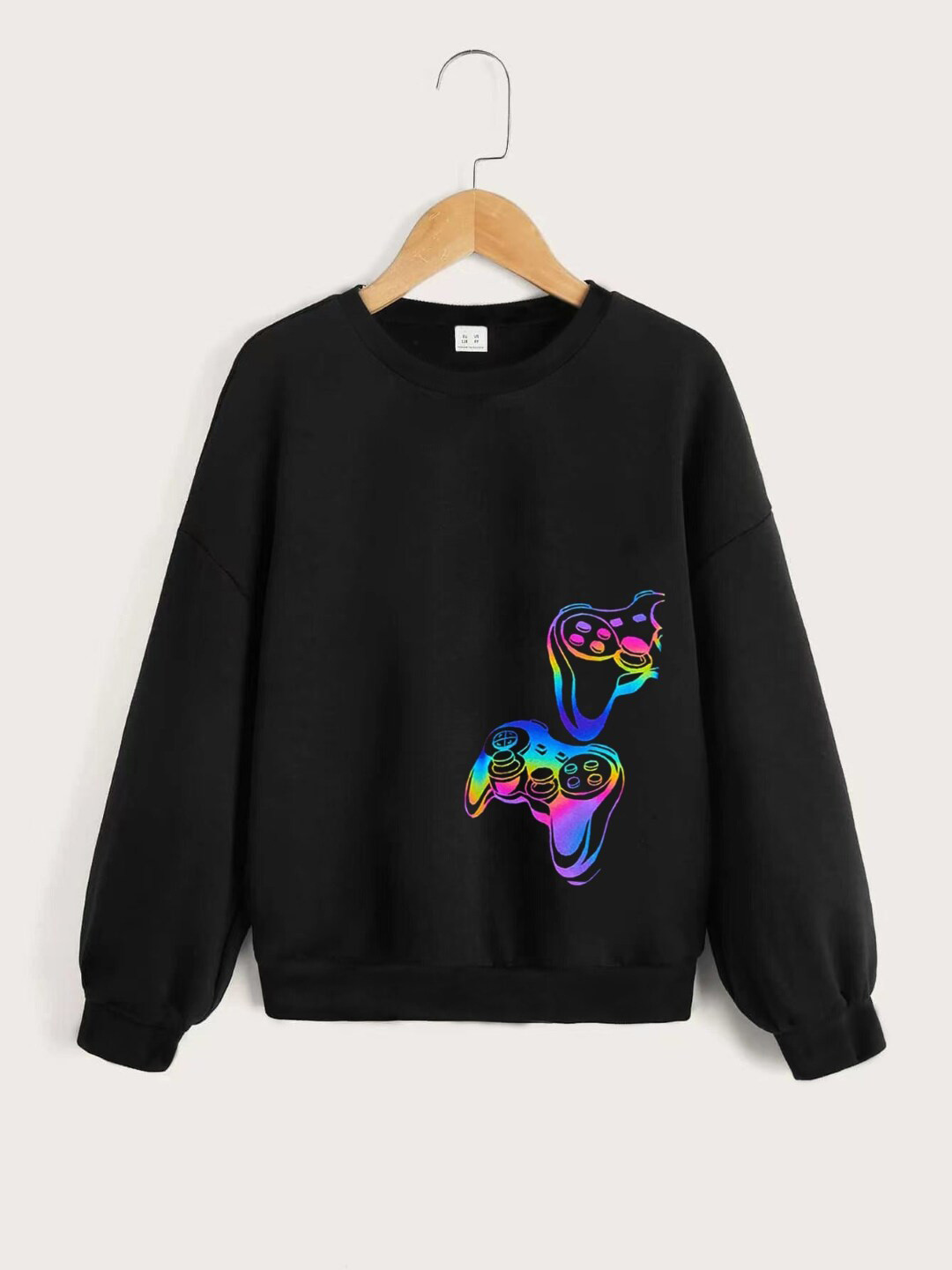 

StyleCast Boys Black Graphic Printed Round Neck Long Sleeve Pullover Sweatshirt