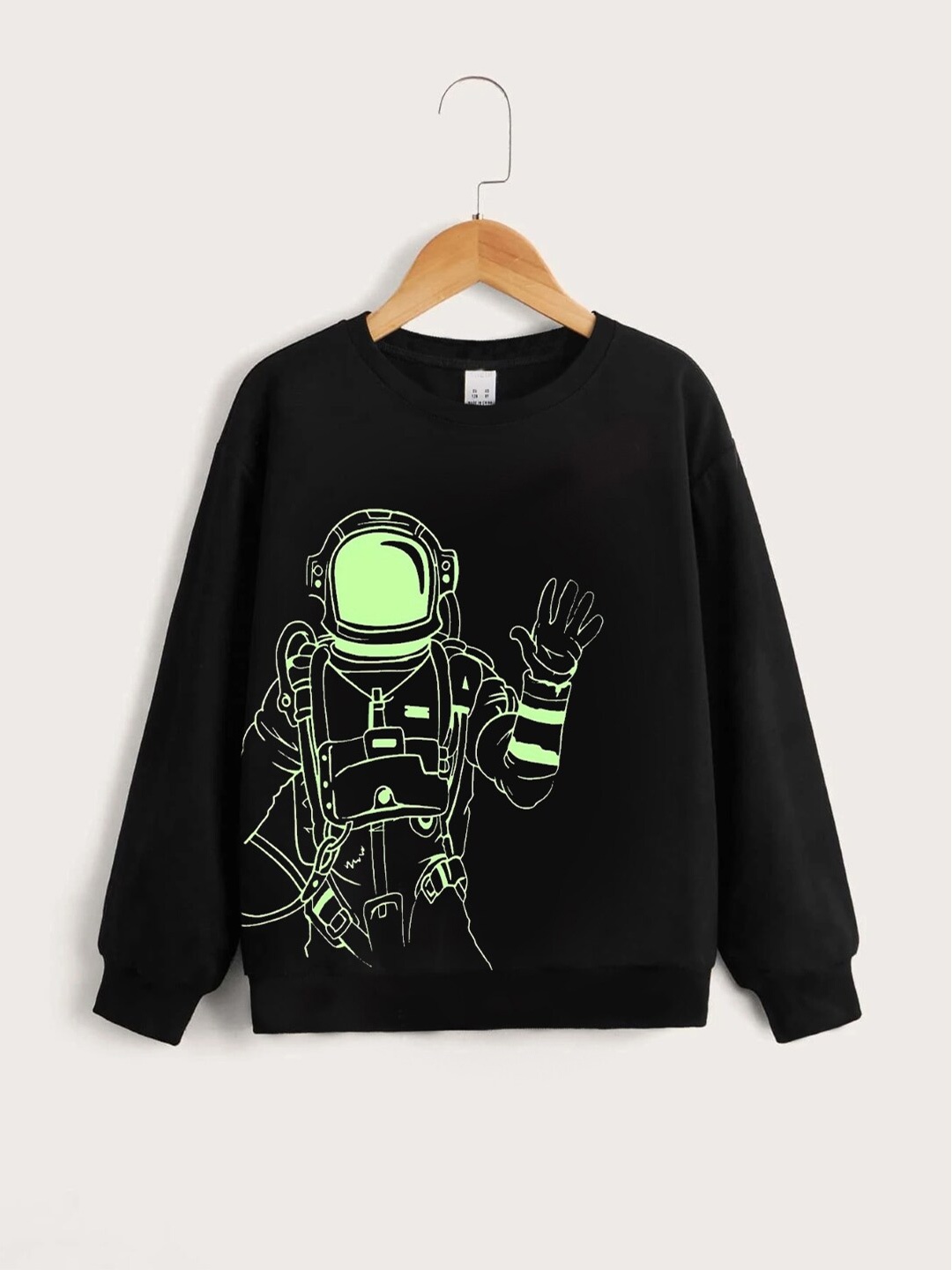 

StyleCast Boys Black Graphic Printed Ribbed Pullover Sweatshirt