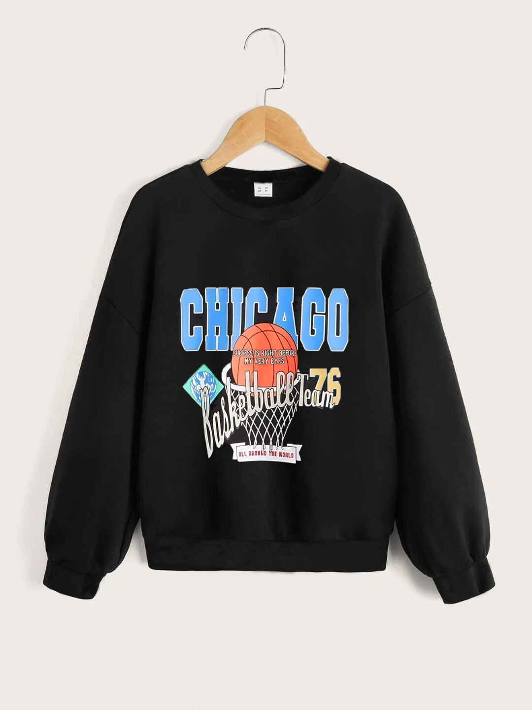 

StyleCast Boys Black Graphic Printed Round Neck Long Sleeve Pullover Sweatshirt