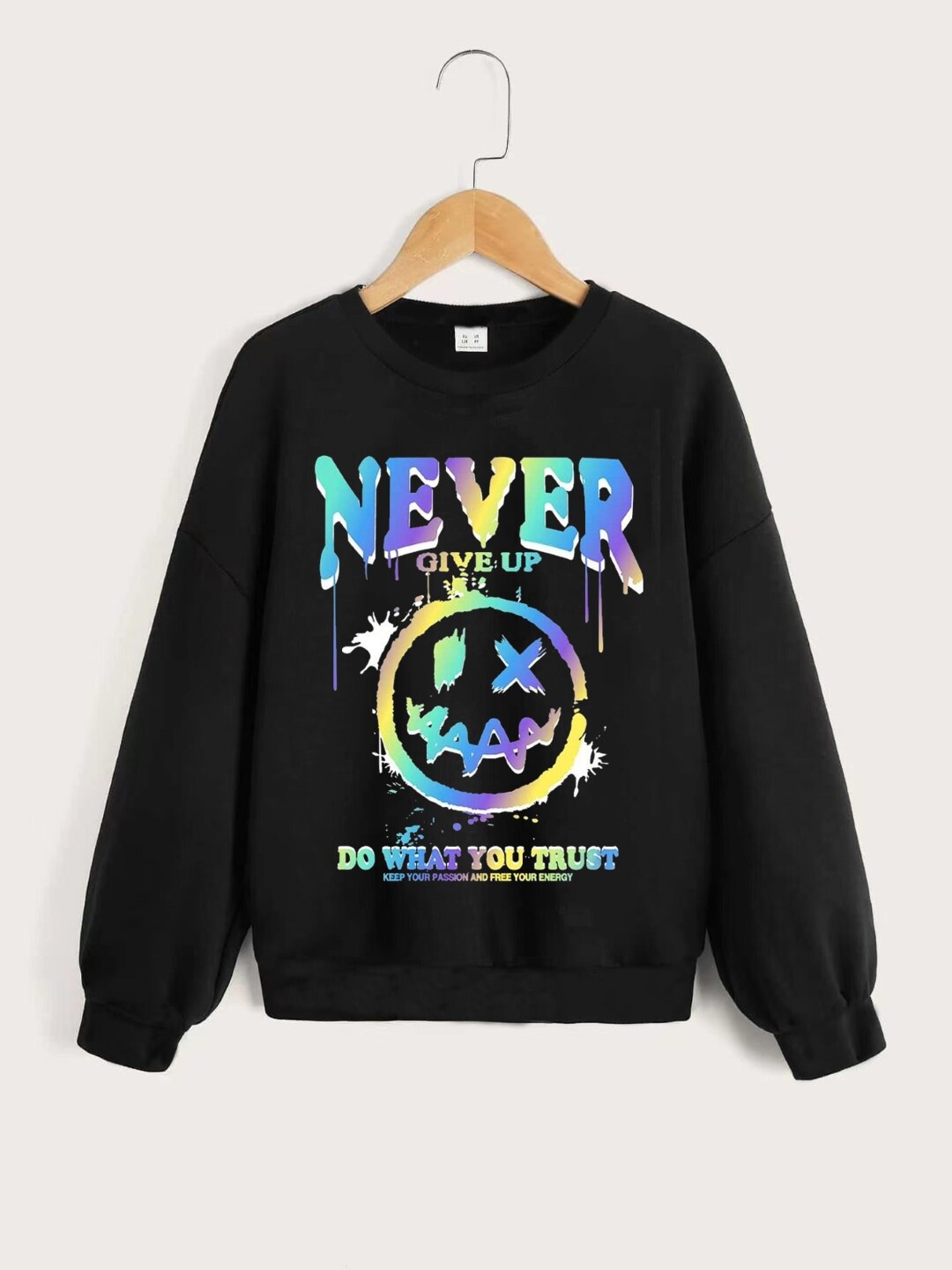 

StyleCast Boys Black Typography Printed Round Neck Long Sleeves Pullover Sweatshirt