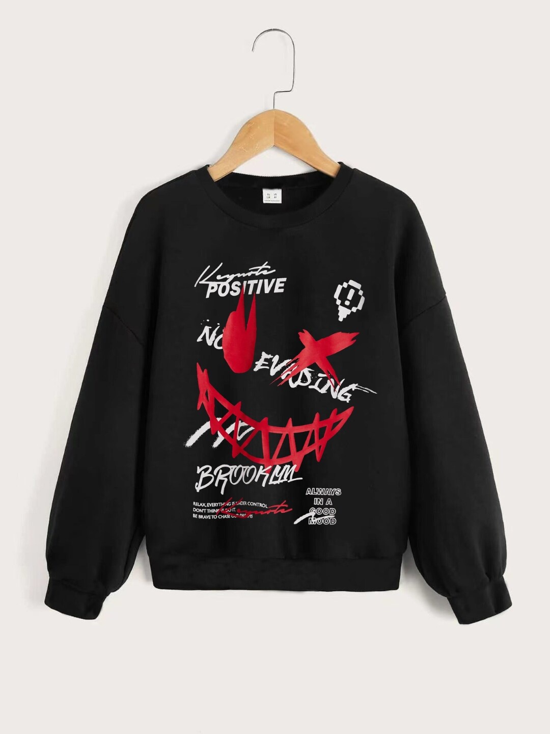 

StyleCast Boys Black Graphic Printed Pullover Sweatshirt