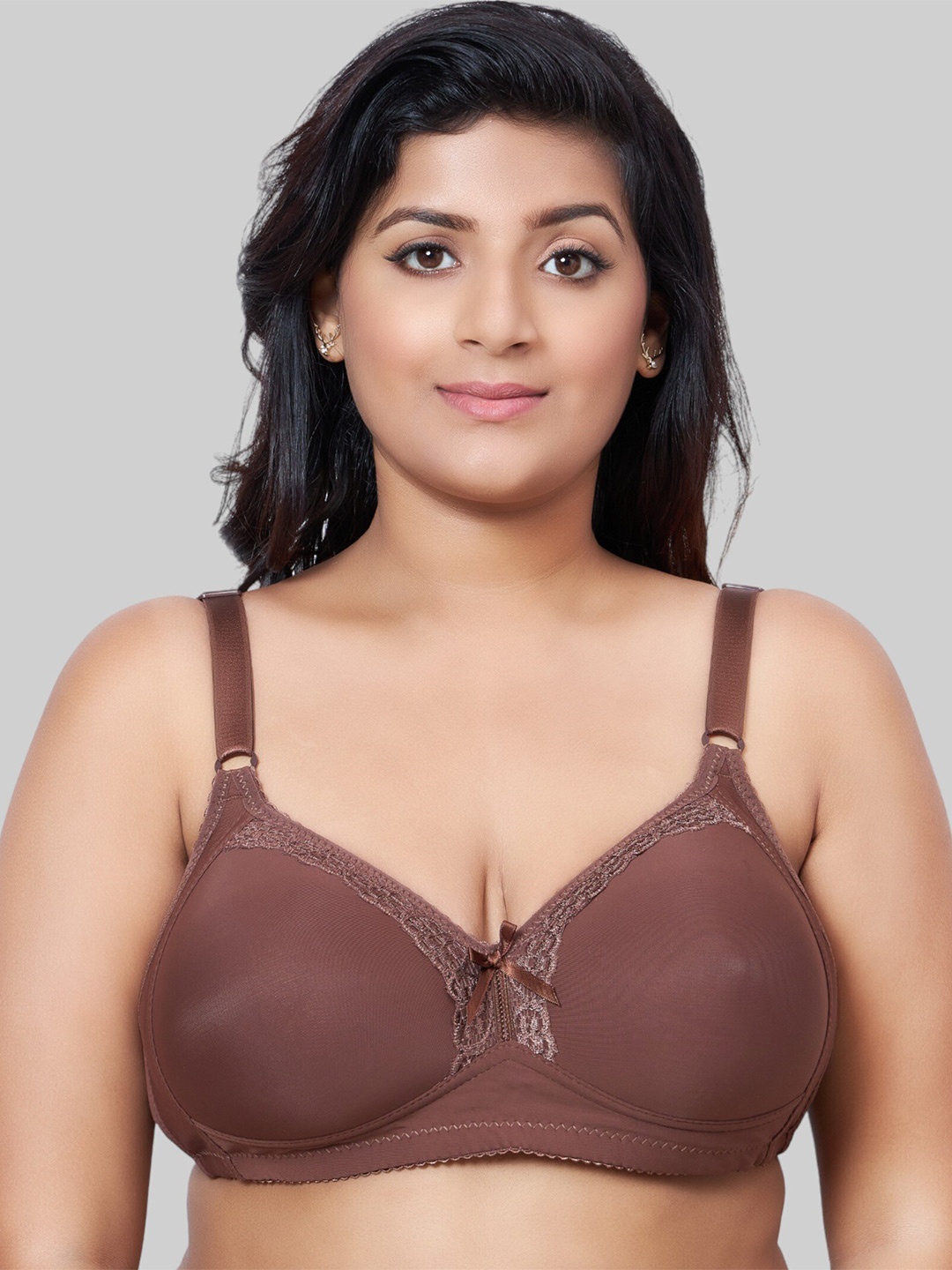 

PLUMBURY Plus Size Full Coverage Lightly Padded Everyday Bra With All Day Comfort, Brown