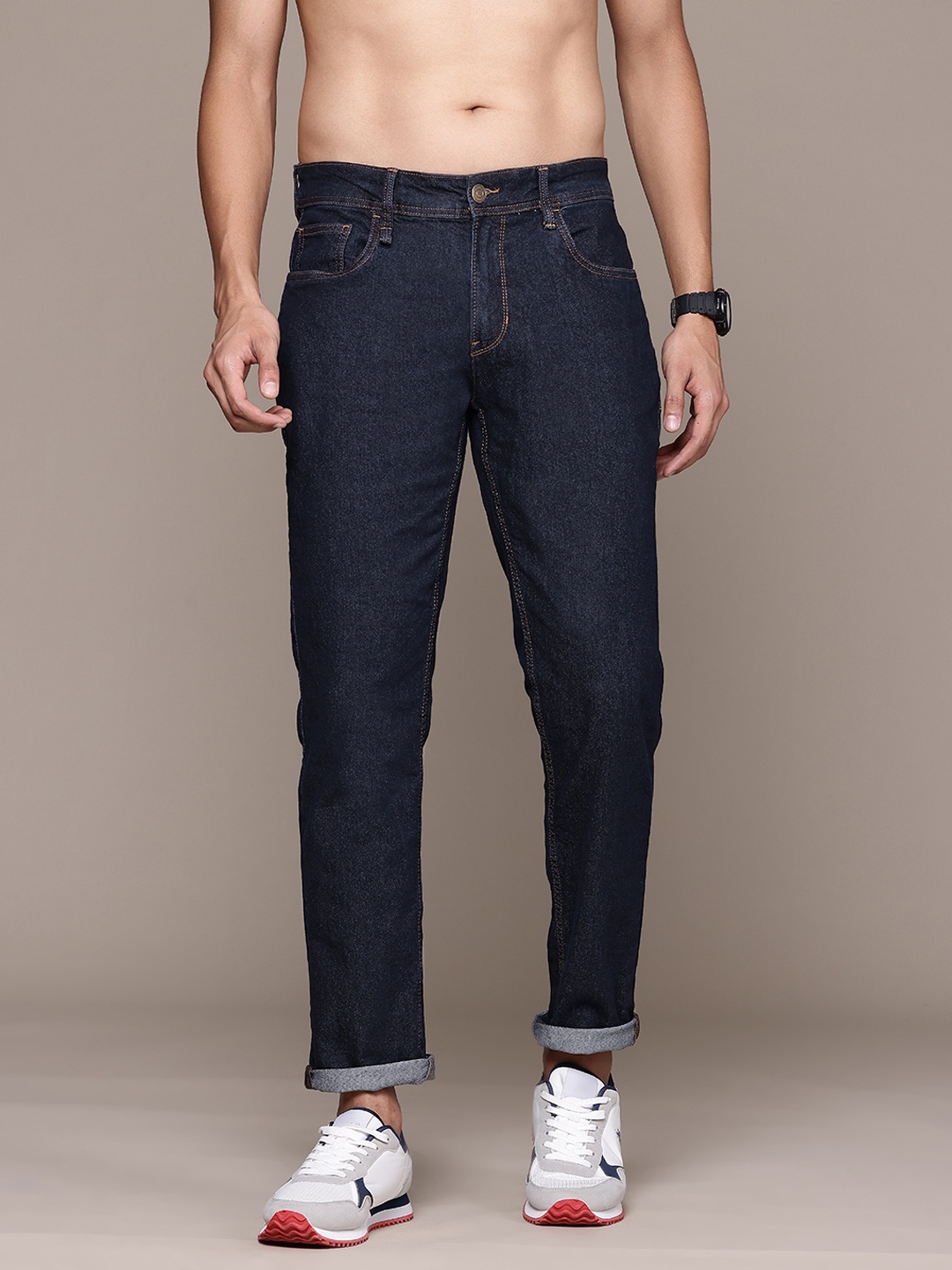 

The Roadster Lifestyle Co. Men Slim Tapered Fit Stretchable Jeans, Navy blue