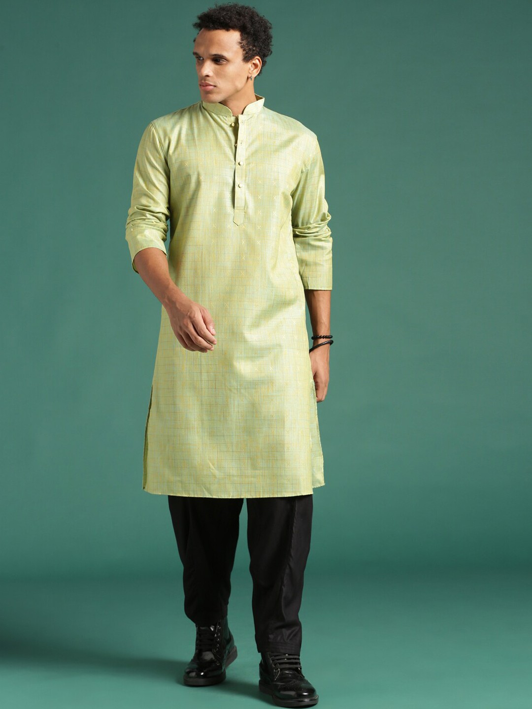 

Sangria Printed Cotton Straight Kurta, Green