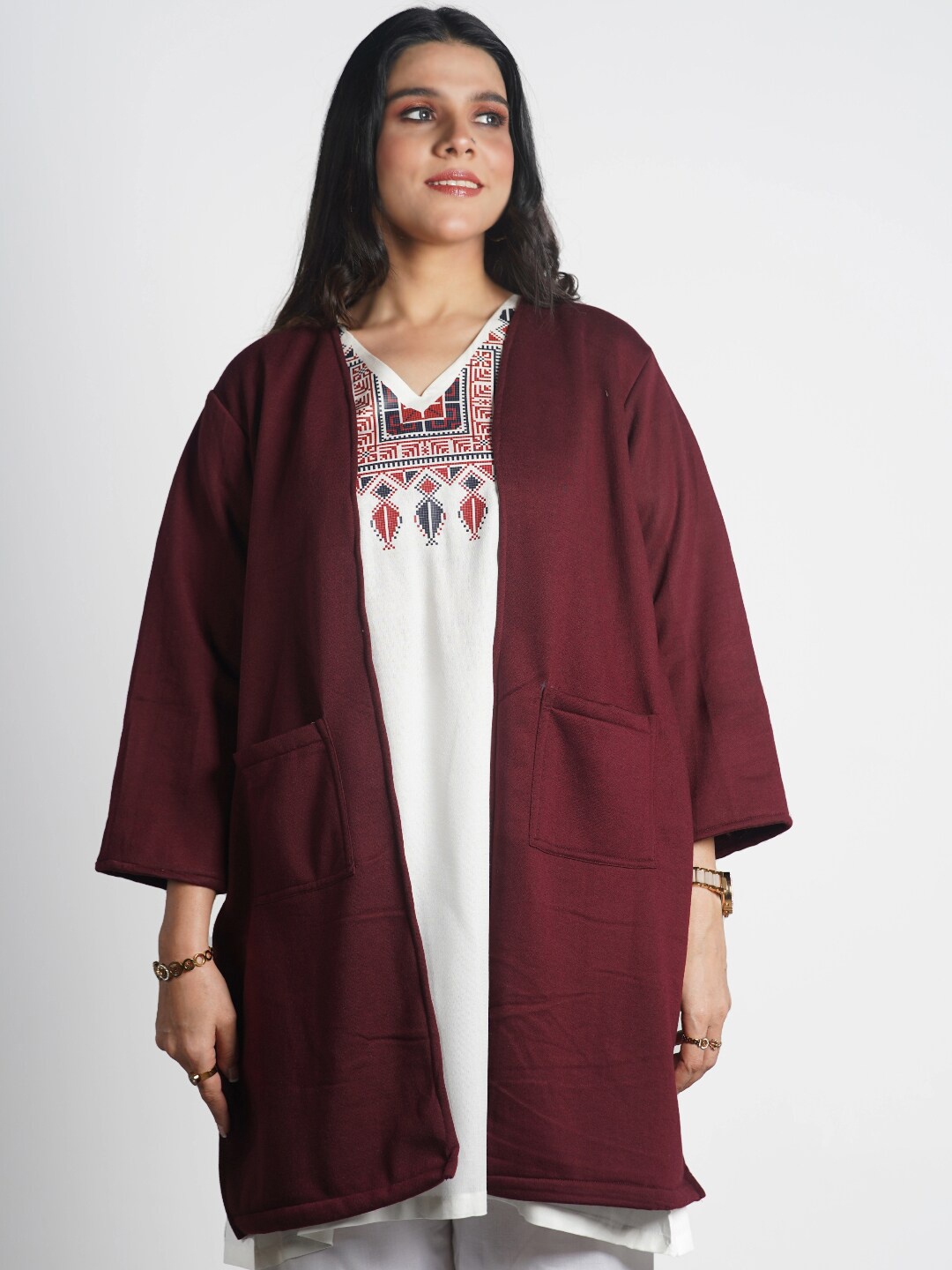 

LetsDressUp Wool Longline Shrug, Maroon