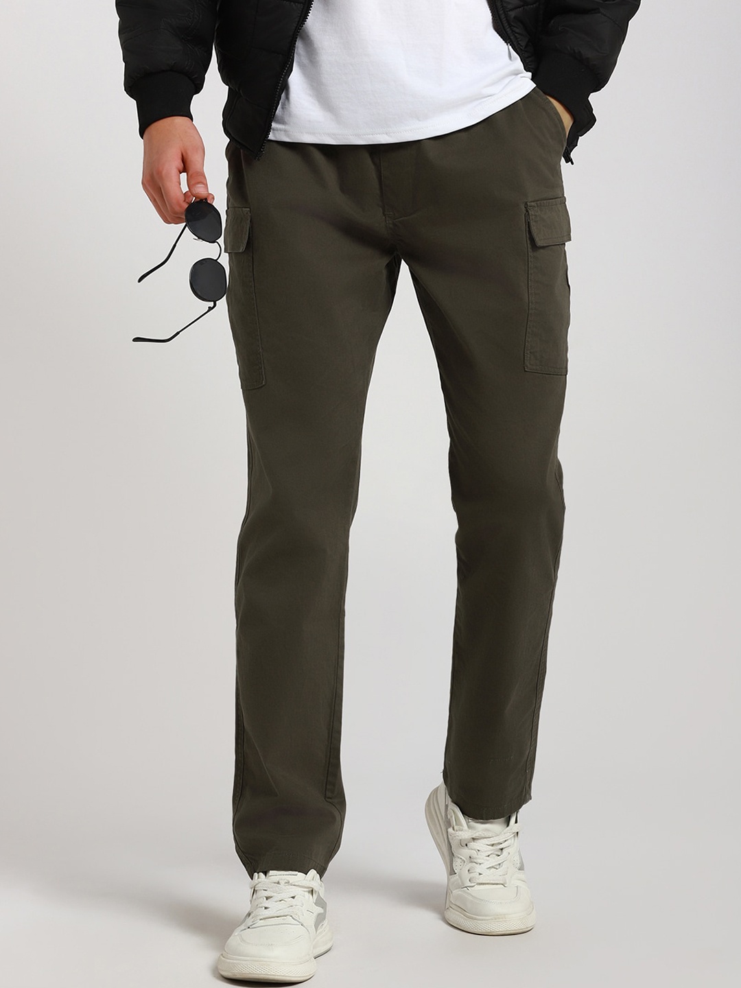

Dennis Lingo Men Relaxed Cotton Slim Fit Cargos, Charcoal