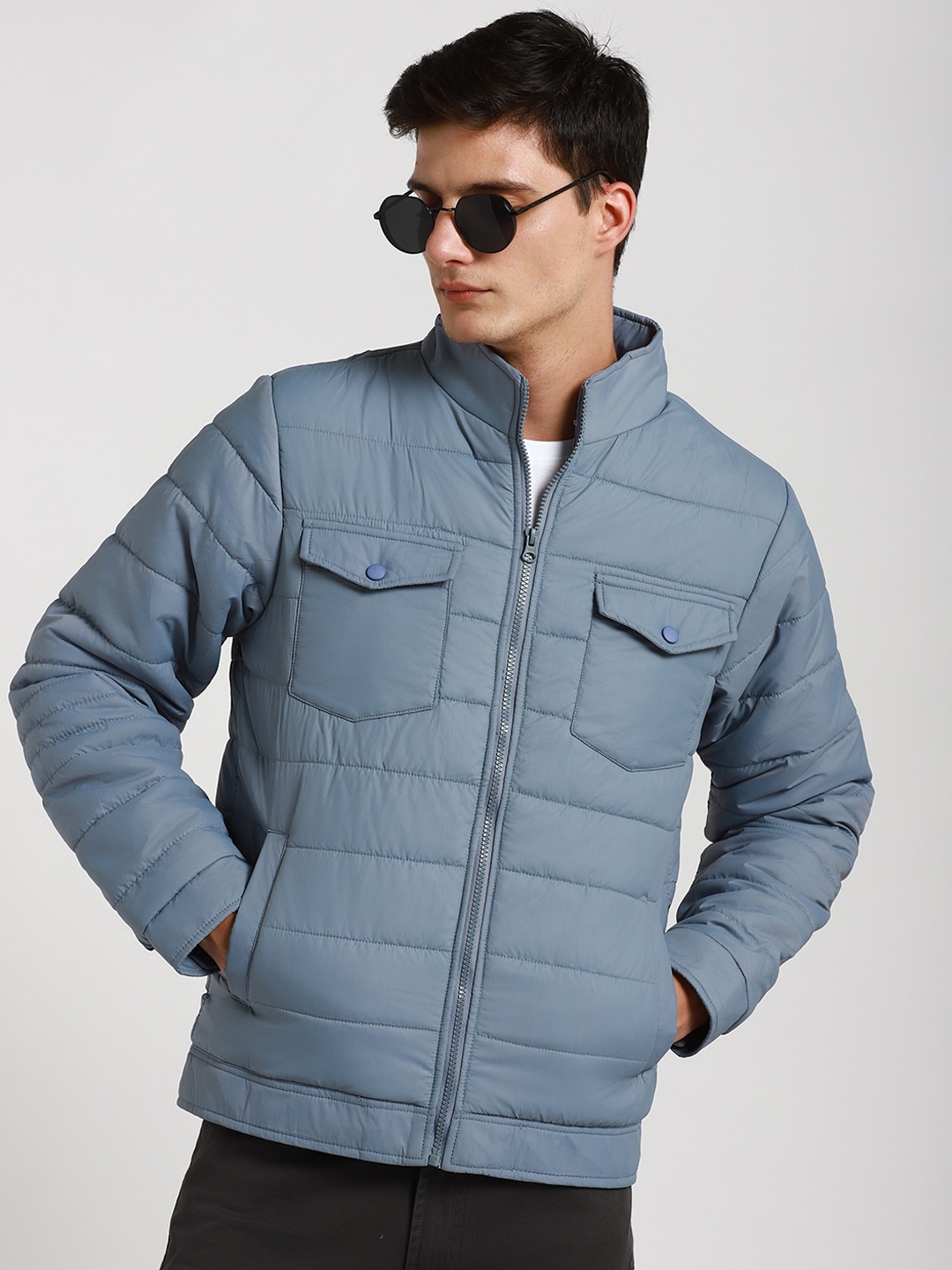 

Dennis Lingo Mock Collar Lightweight Puffer Jacket, Blue