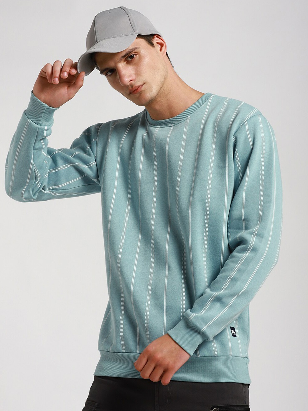 

Dennis Lingo Striped Cotton Pullover, Sea green