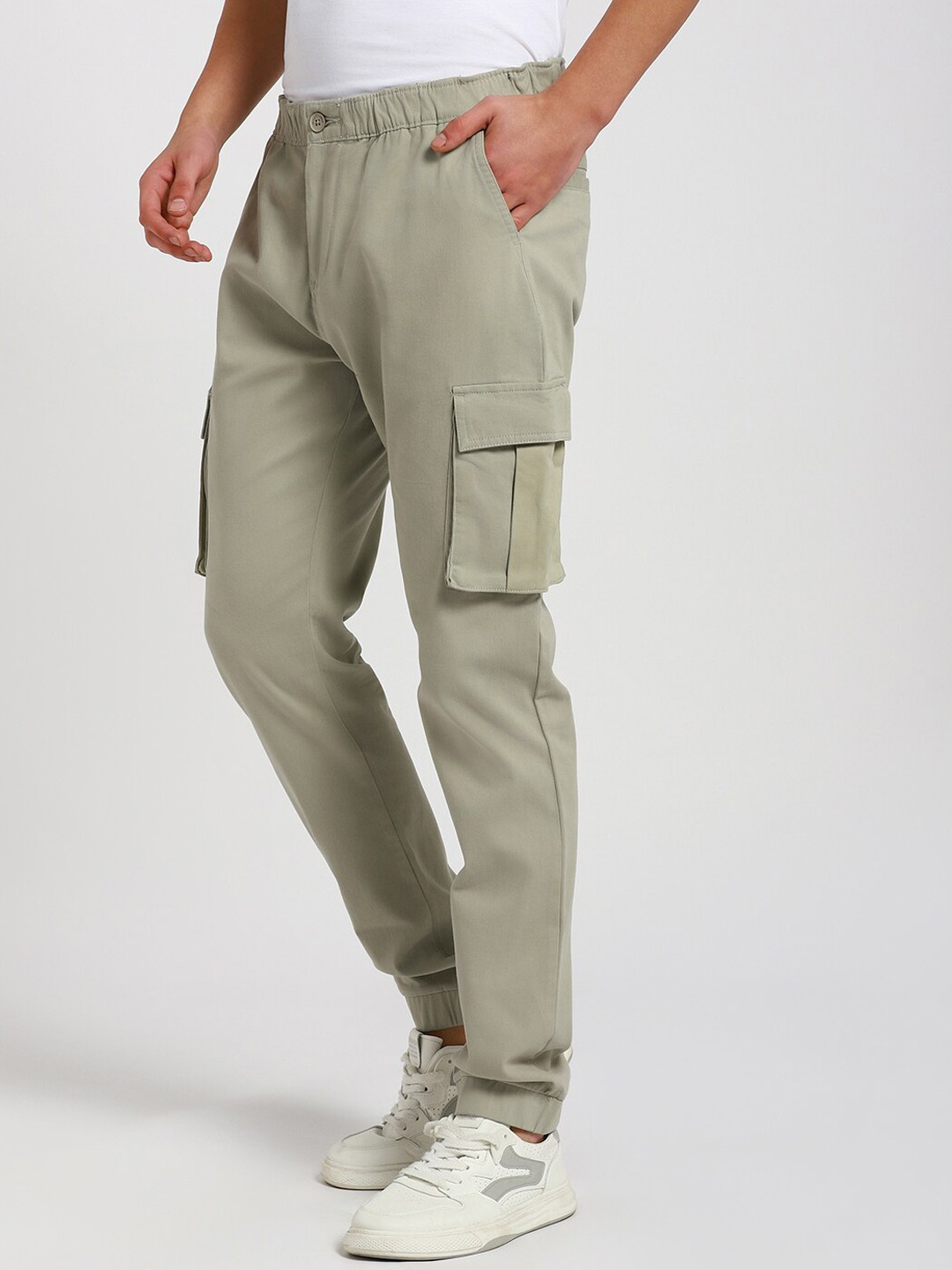 

Dennis Lingo Men Mid-Rise Slim Fit Cotton Joggers, Green