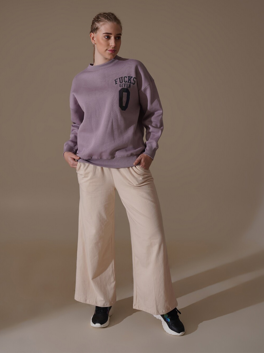 

MKH Typographic Printed Dry Fit Pullover Sweatshirt, Lavender