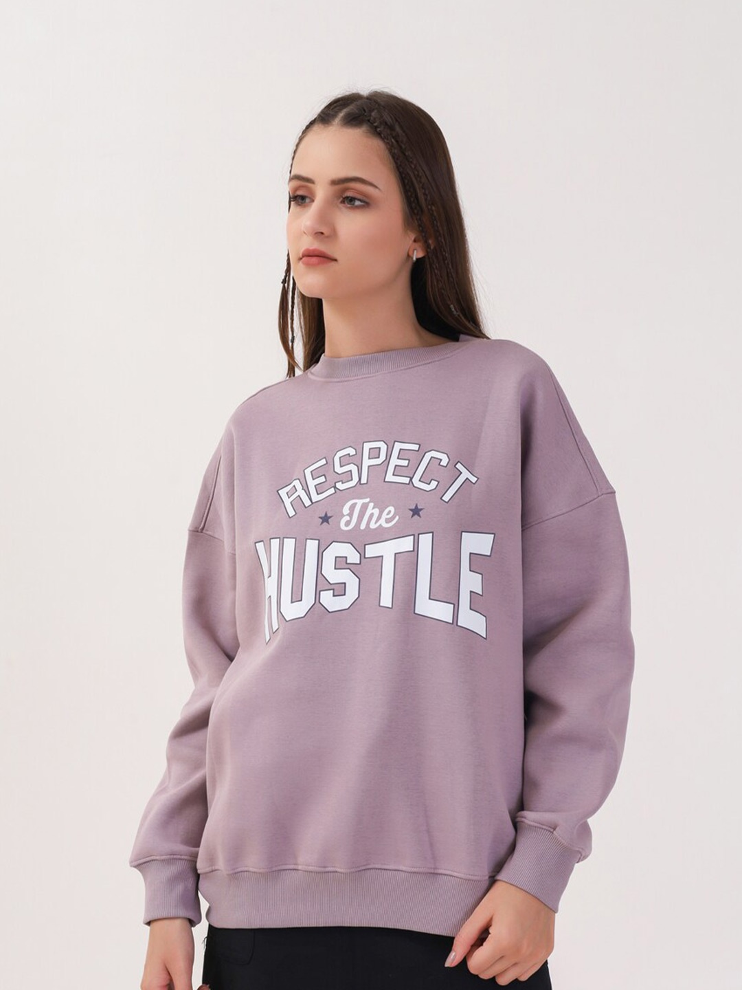 

MKH Typography Printed Round Neck Dry Fit Pullover, Lavender