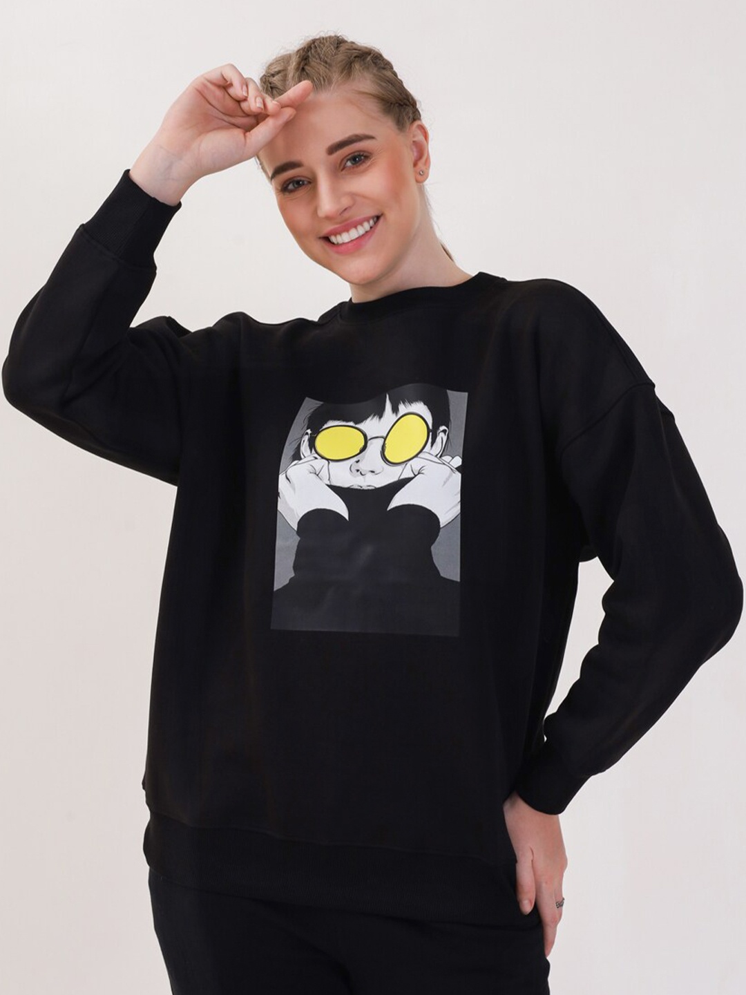 

MKH Graphic Printed Dry Fit Pullover Sweatshirt, Black
