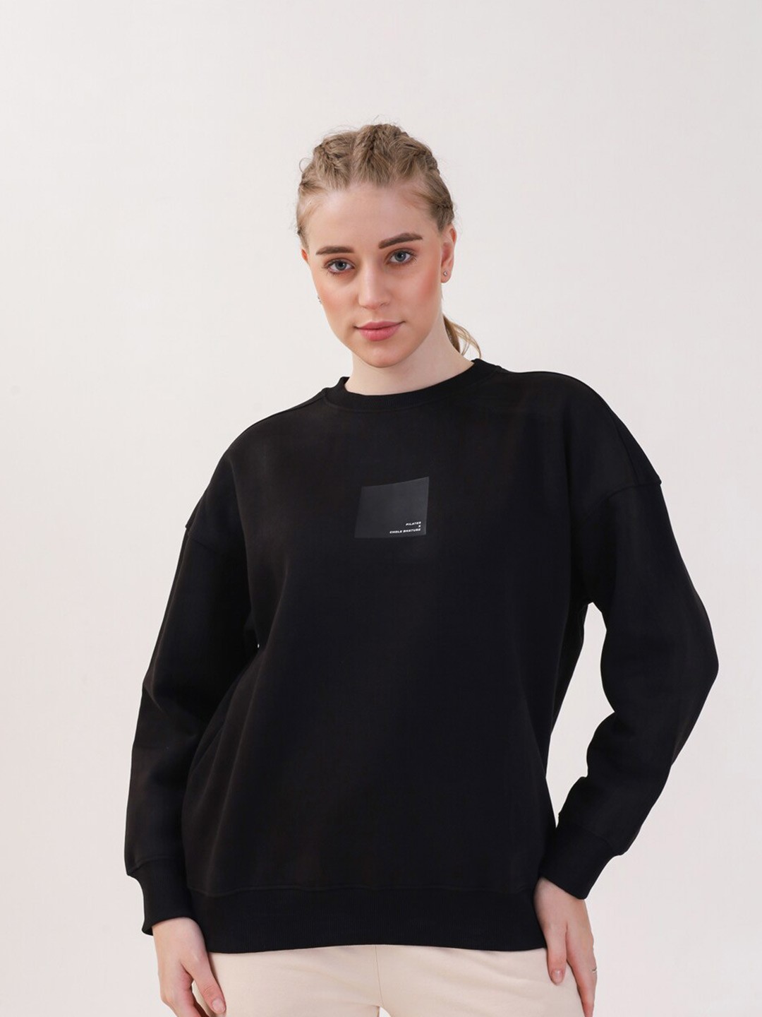 

MKH Typography Printed Long Sleeves Pullover Sweatshirt, Black