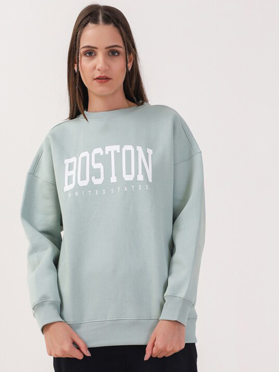 

MKH Typographic Printed Dry Fit Pullover Sweatshirt, Sea green