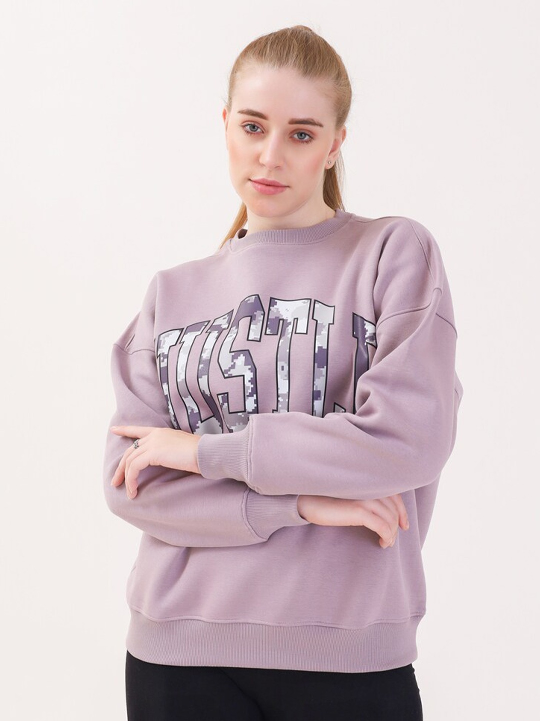 

MKH Typographic Printed Dry Fit Pullover Sweatshirt, Lavender