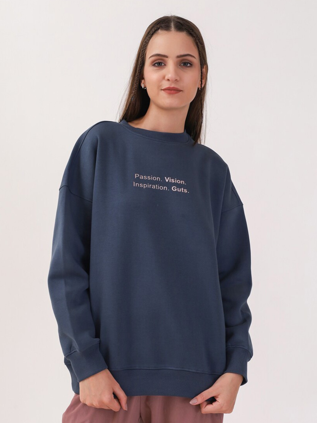 

MKH Round Neck Drop Shoulder Sleeves Dry Fit Pullover, Navy blue