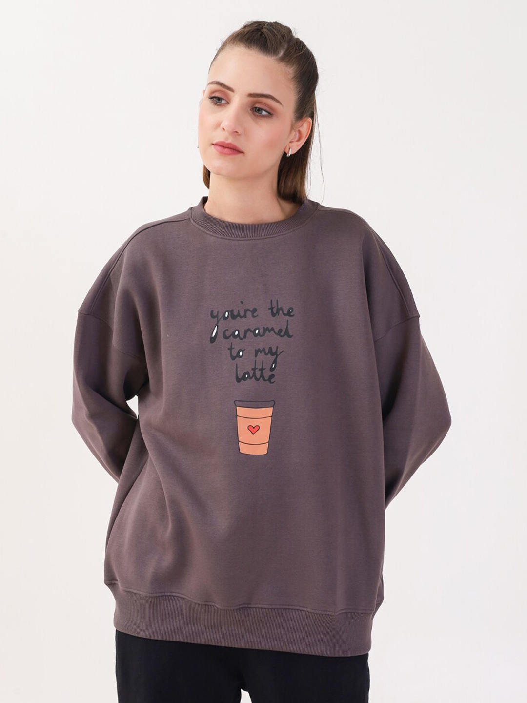 

MKH Typography Printed Round Neck Dry Fit Pullover, Grey