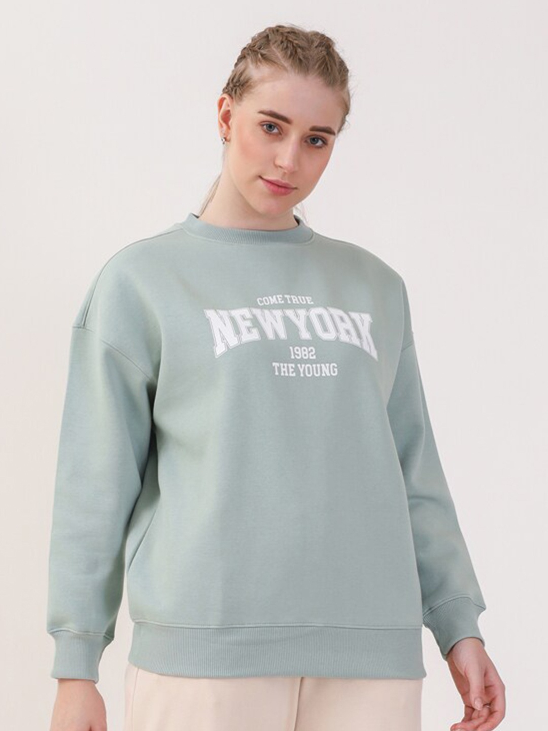 

MKH Typography Printed Round Neck Dry Fit Pullover, Sea green