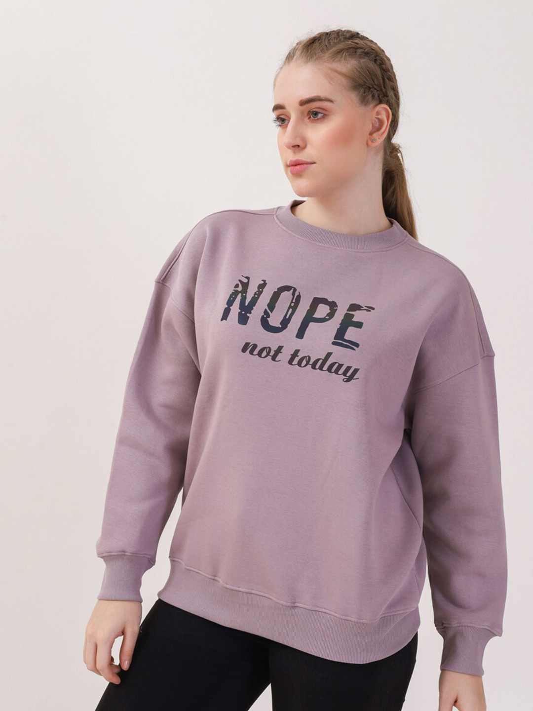 

MKH Typographic Printed Dry Fit Pullover Sweatshirt, Lavender