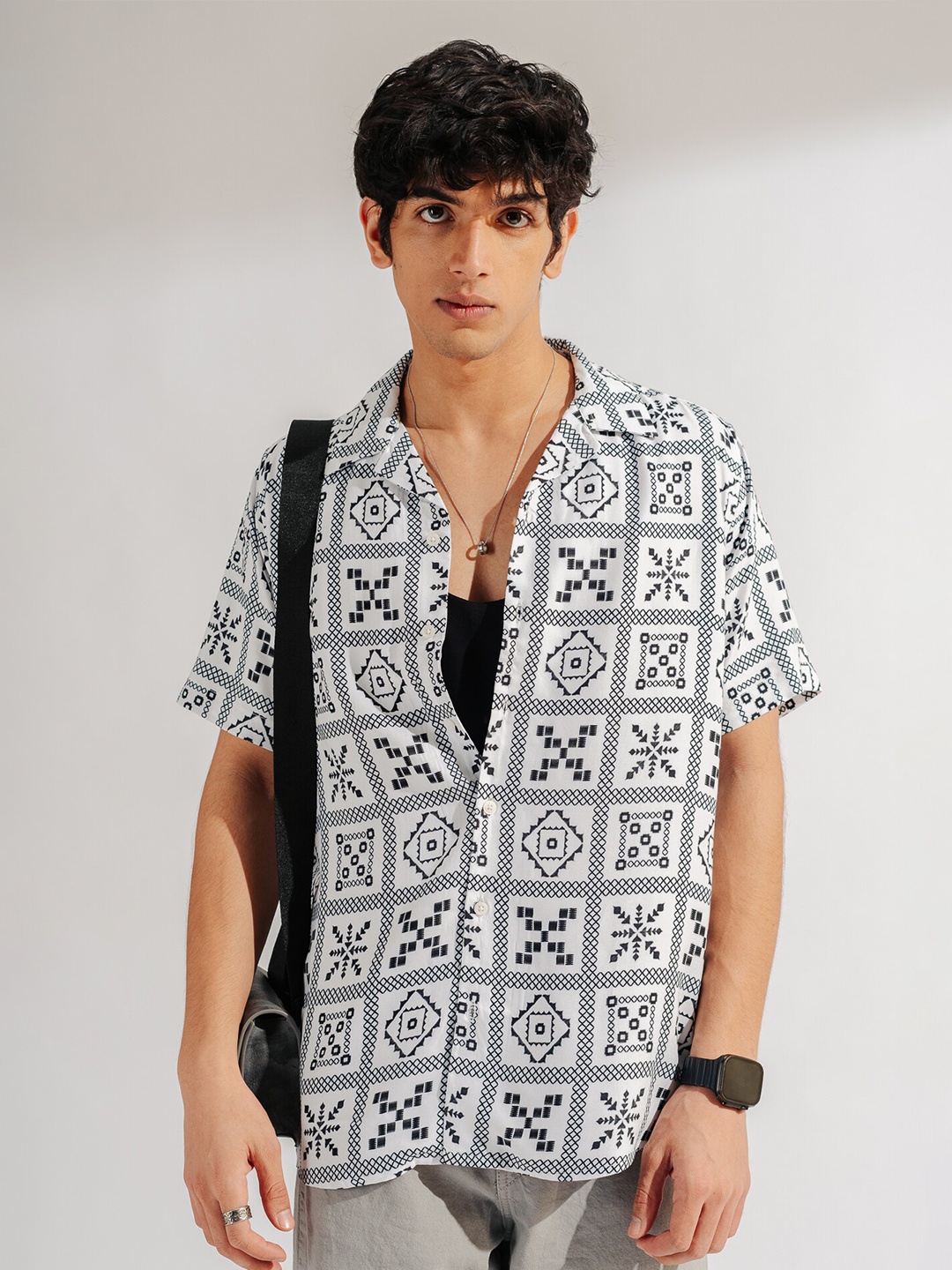 

FREAKINS Ethnic Motifs Printed Casual Shirt, White