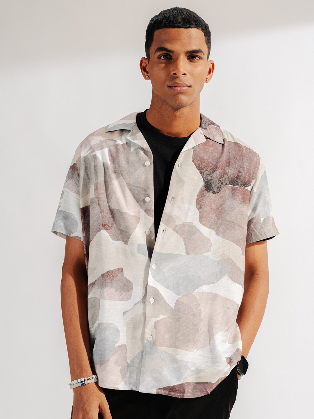 

FREAKINS Abstract Printed Casual Shirt, White