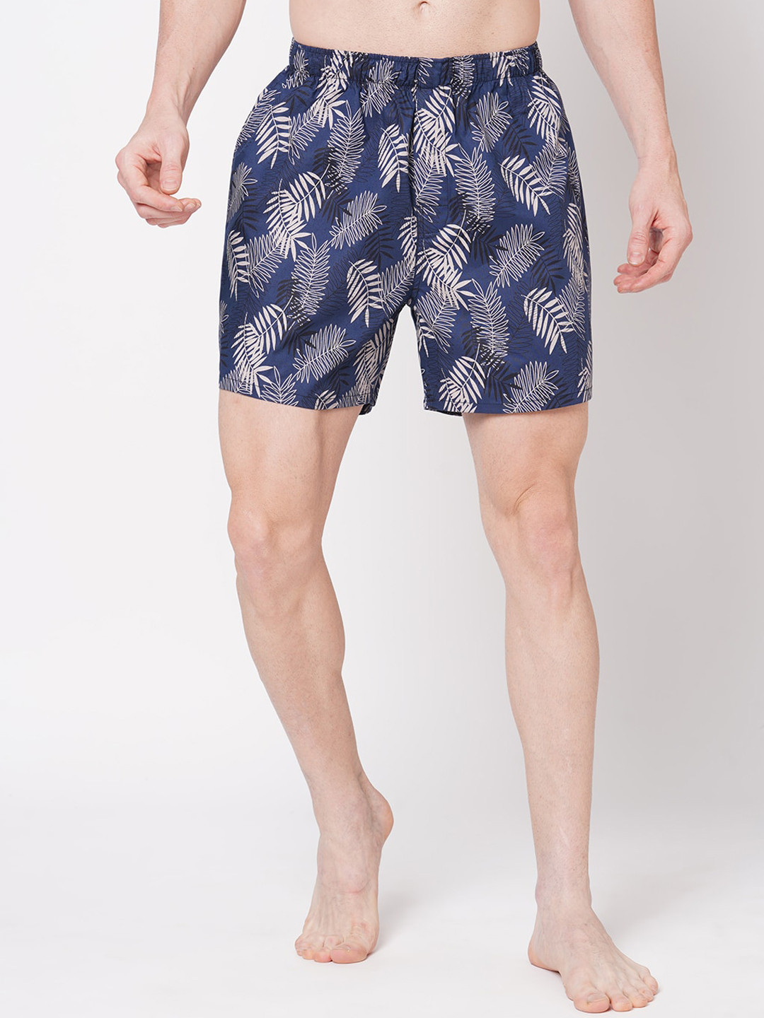 

FiTZ Men Floral Printed Pure Cottom Boxer, Navy blue