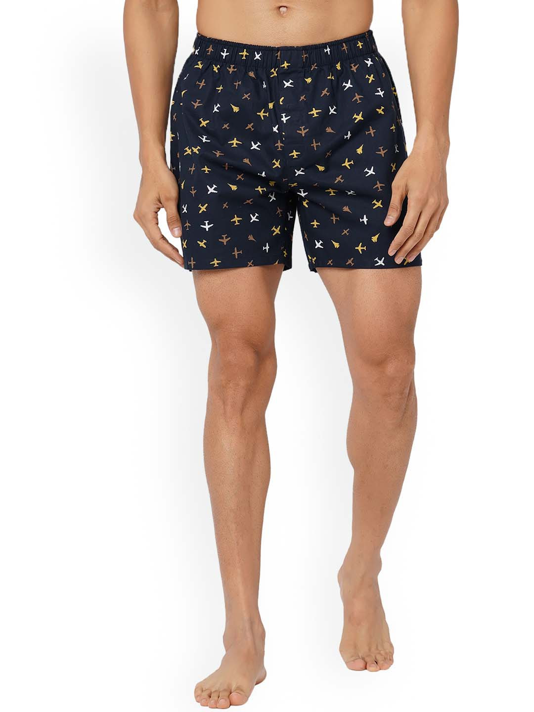 

FiTZ Men Conversational Printed Pure Cottom Boxer, Navy blue