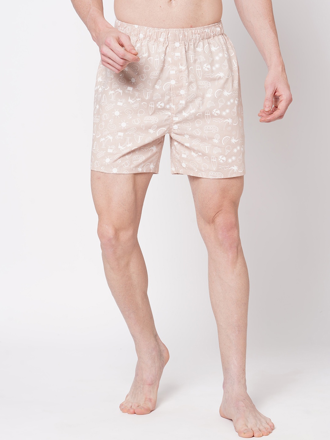 

FiTZ Printed Pure Cotton Poplin Boxers AW22, Peach