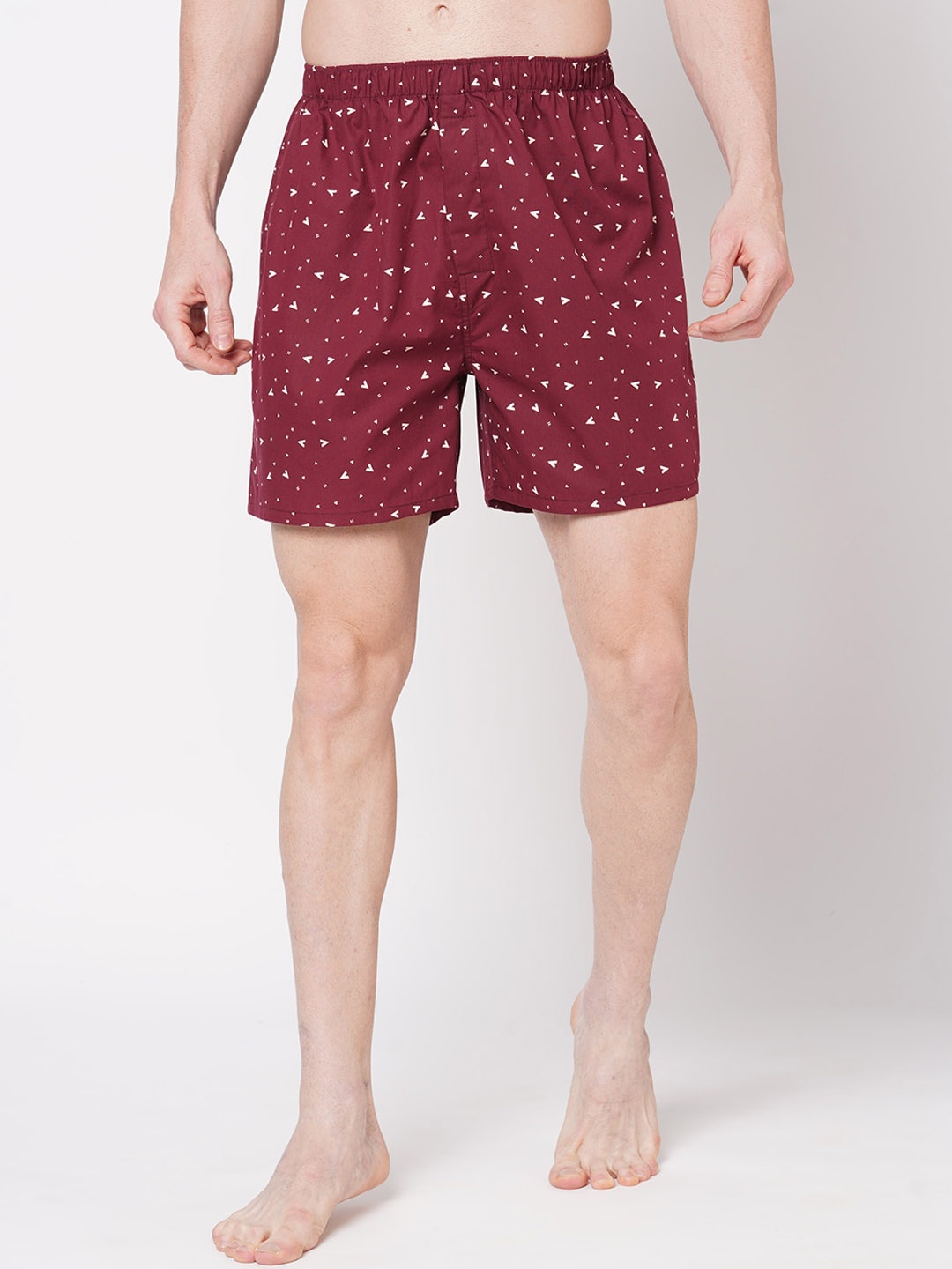 FiTZ Printed Pure Cotton Poplin Boxers AW22-SO-65, Maroon