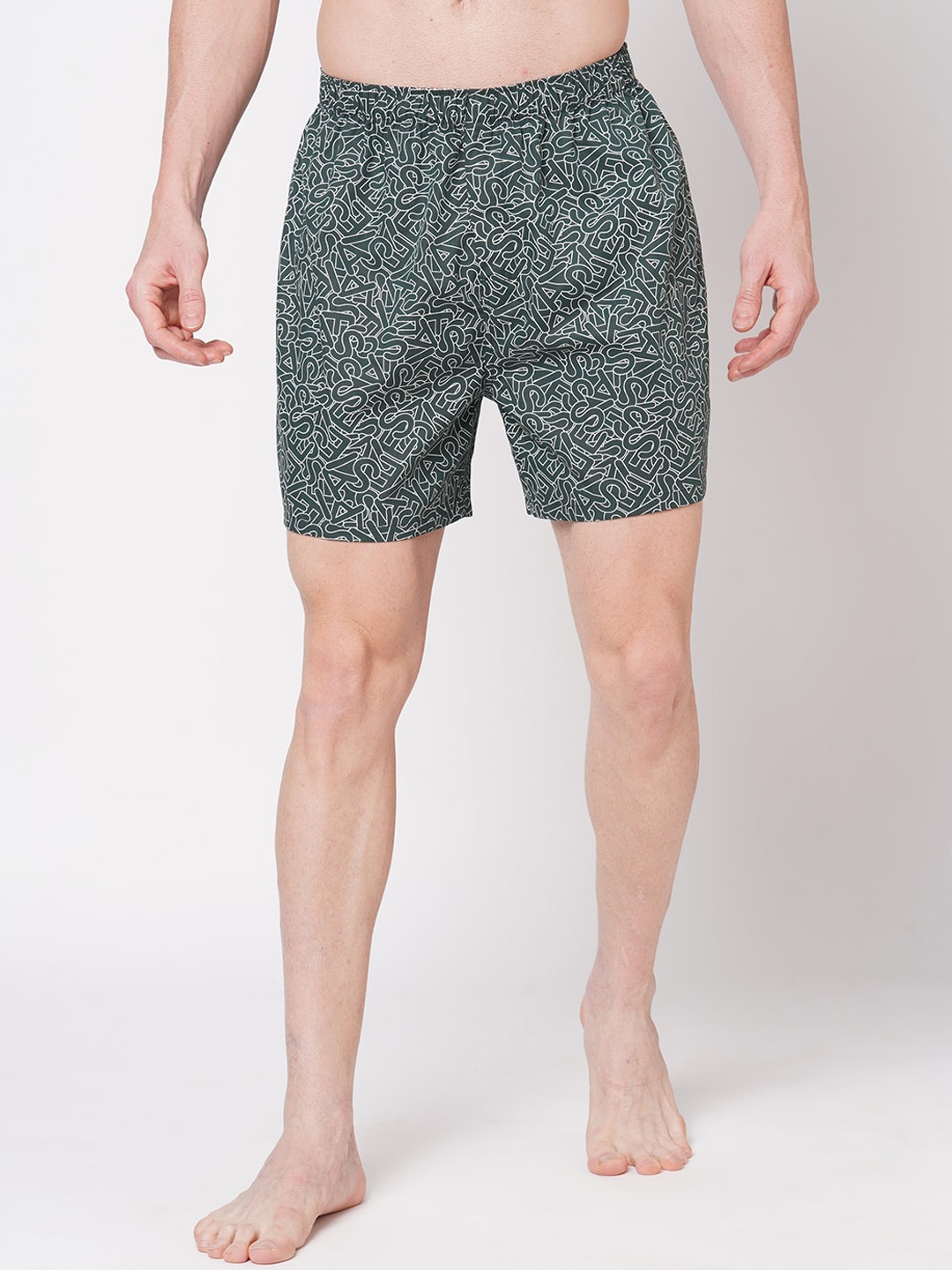 

FiTZ Men Conversational Printed Pure Cottom Boxer, Olive