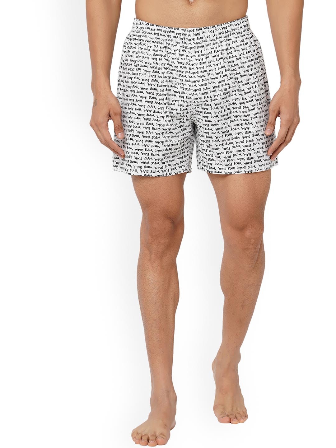 

FiTZ Men Typography Printed Pure Cottom Boxer, White