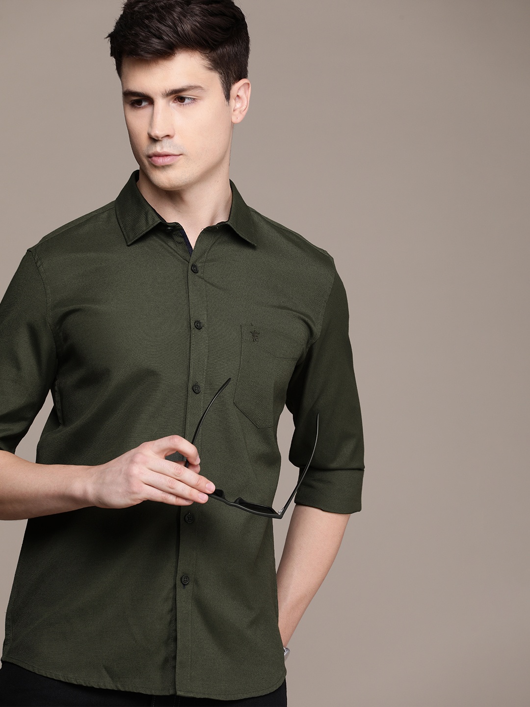 

French Connection Pure Cotton Slim Fit Casual Shirt, Green