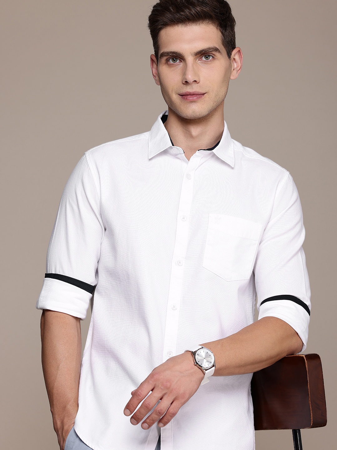 

French Connection Pure Cotton Slim Fit Casual Shirt, White