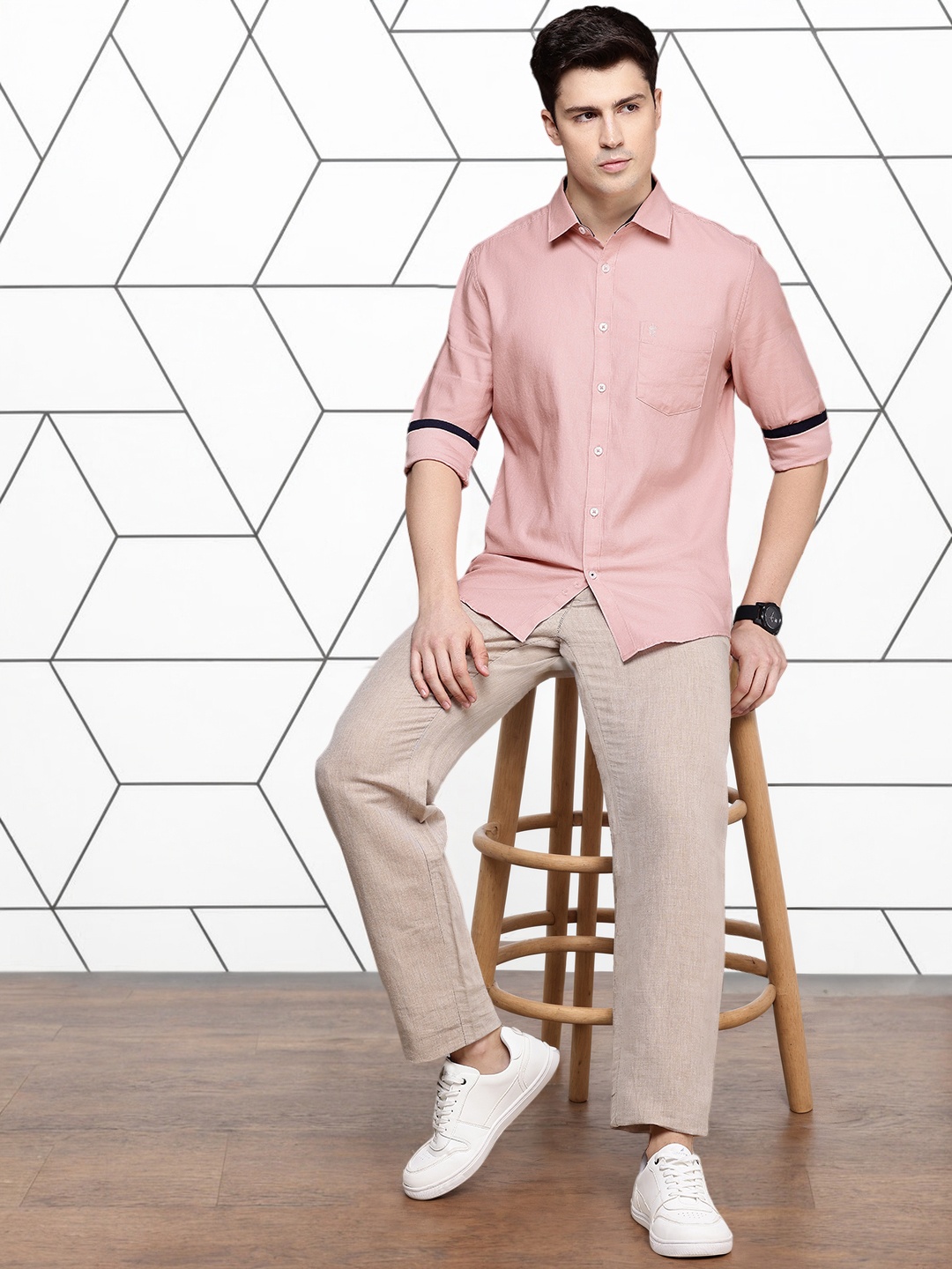 

French Connection Pure Cotton Slim Fit Casual Shirt, Peach