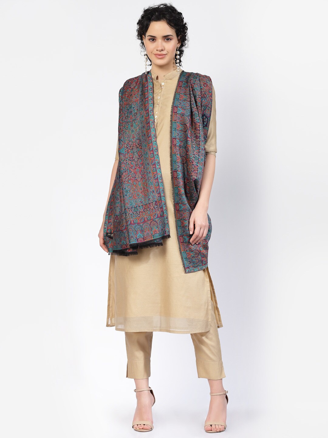 

SWI Stylish Paisley Woven-Design Shawl, Navy blue