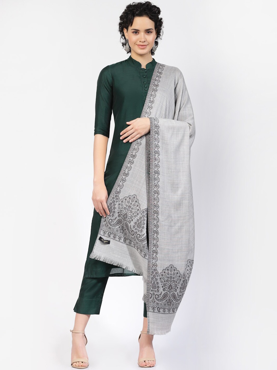 

SWI Stylish Floral-Woven Design Shawl, Grey