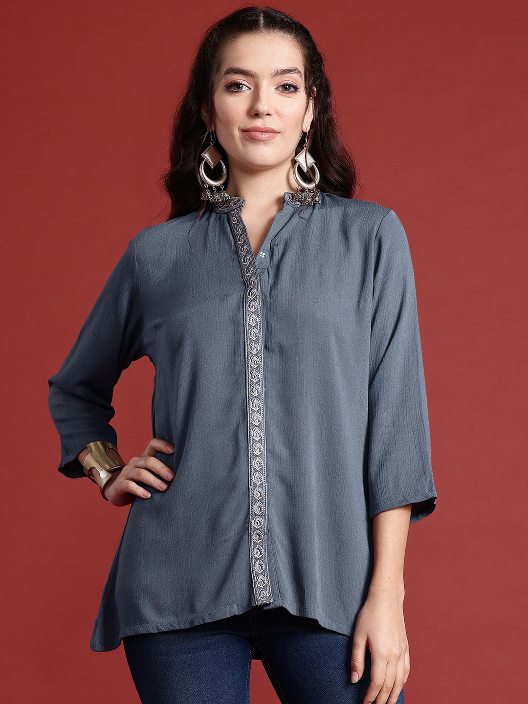 

Anouk Embroidered Thread Work Thread Work Kurti, Blue