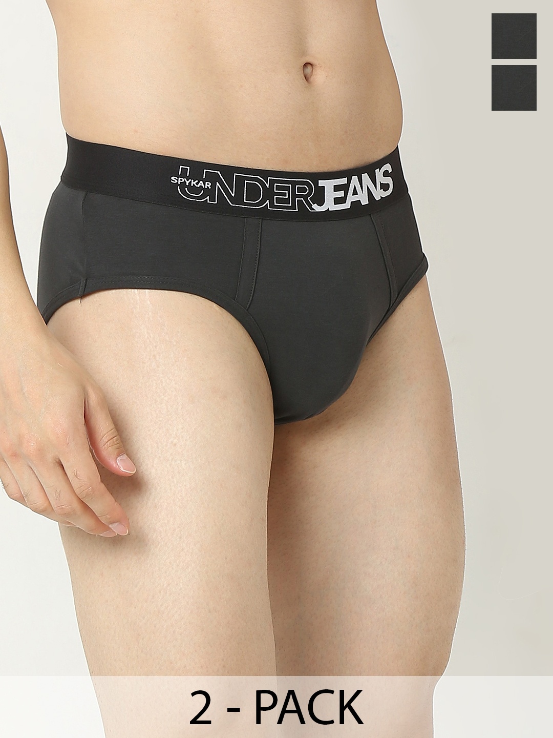 

UnderJeans by Spykar Pack of 2 Basic Briefs UJNPBC055OLIVEOLIVE, Olive