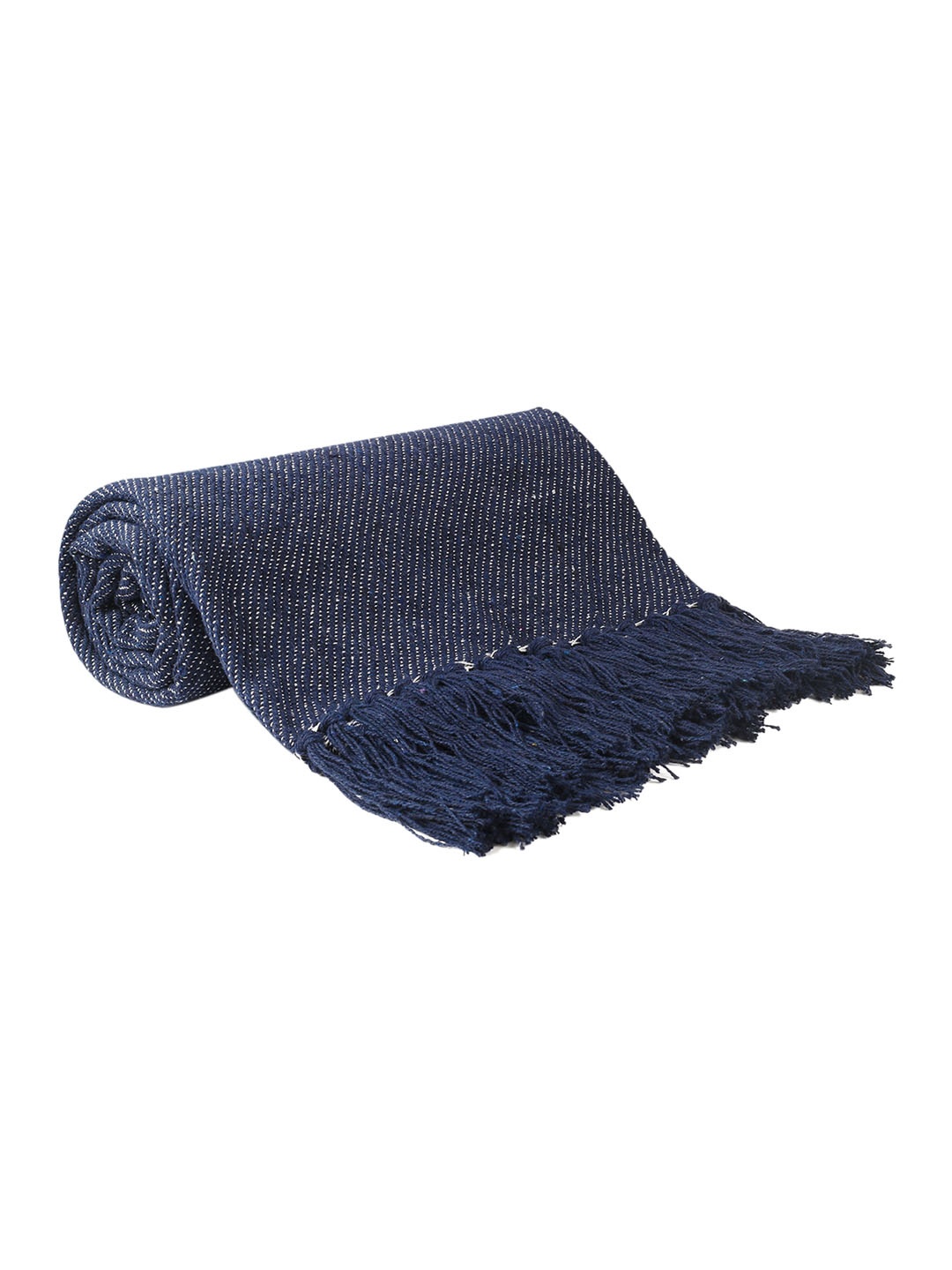 

CAZIMO Blue & White Self Designed Cotton Throw