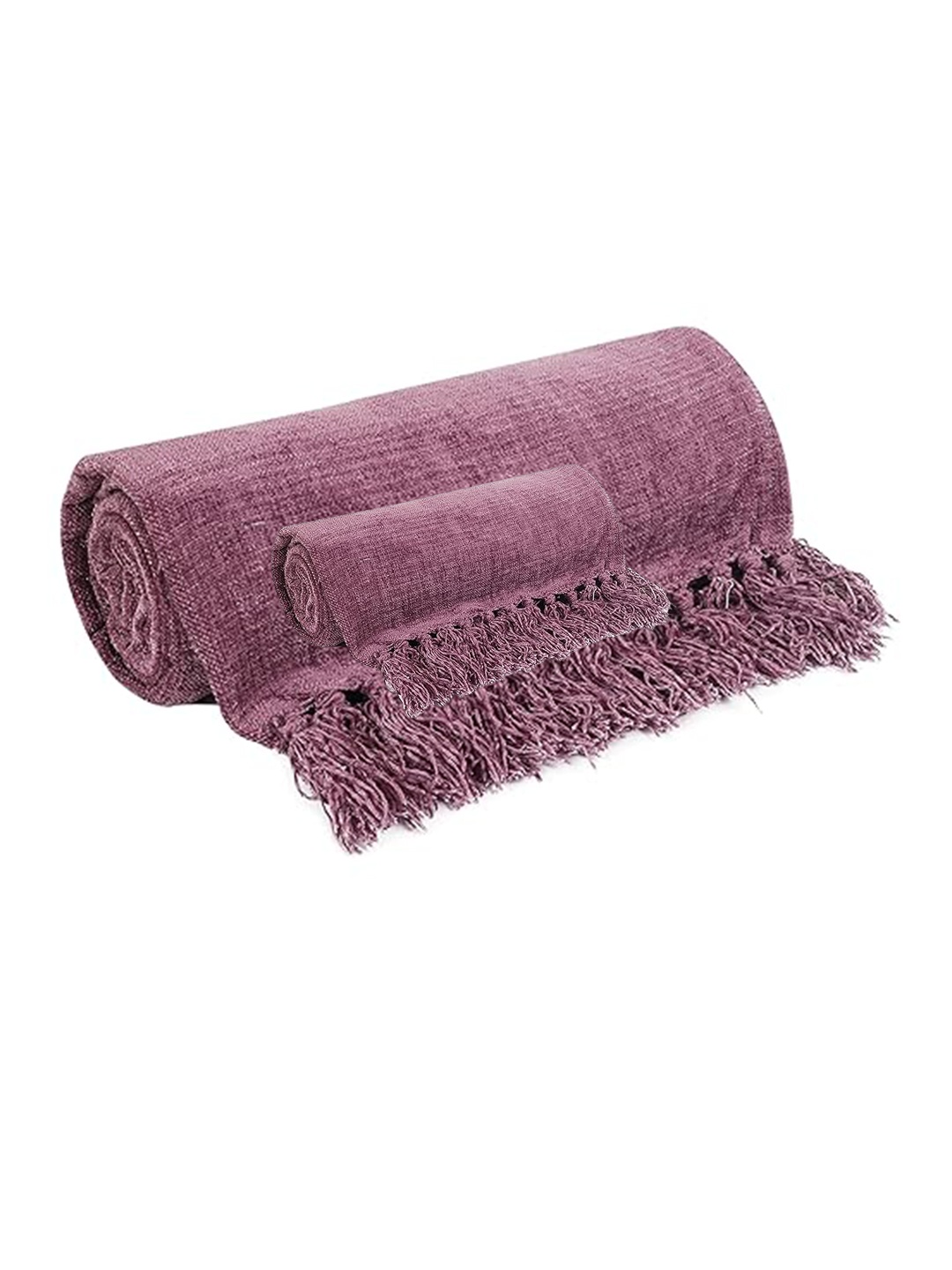 

CAZIMO Pink Self Design Chenille Cotton Throw