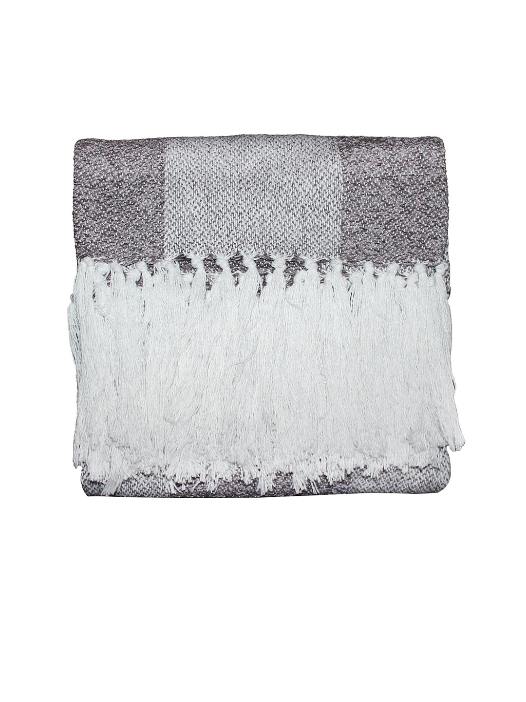 

CAZIMO Grey Soft Chenille Checked Throw