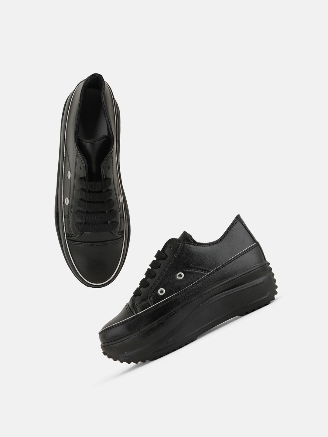 

DressBerry Women Black Lightweight Flatforms Sneakers