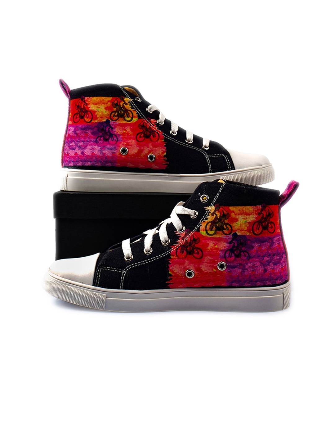

KobSook Women Printed Canvas High-Top Sneakers, Black