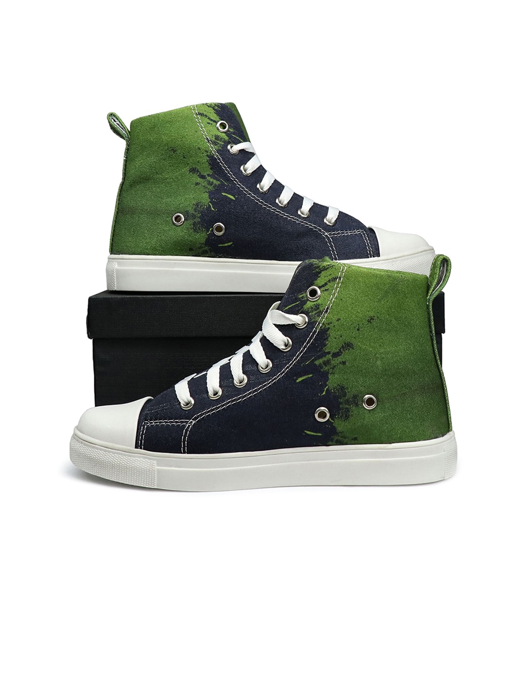 

KobSook Women Printed Canvas High-Top Sneakers, Olive