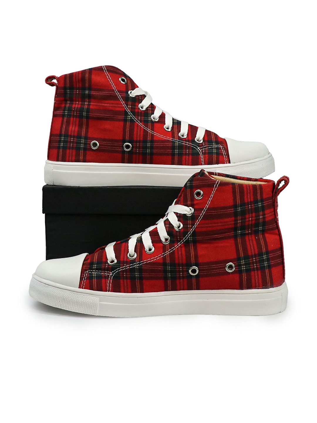 

KobSook Women Printed Canvas Comfort Insole Mid-Top Sneakers, Red