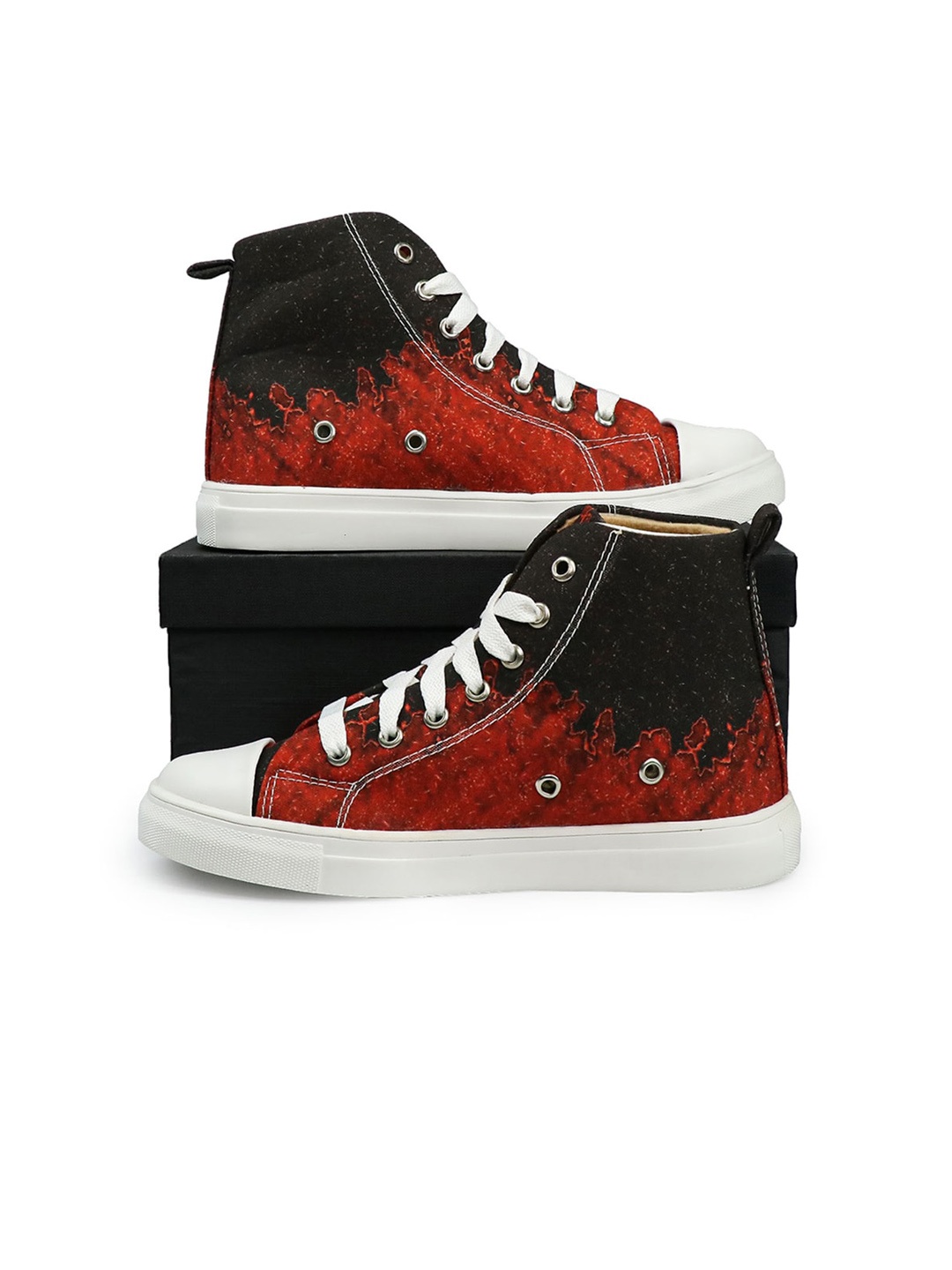 

KobSook Women Printed Canvas High-Top Sneakers, Red